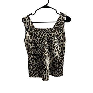 Vintage Escapades Leopard Sleeveless Top Brown Black Sz Medium Animal Print